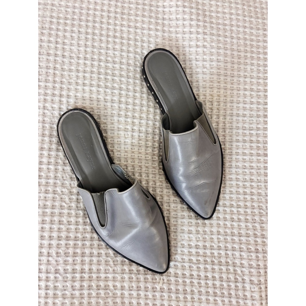 Jenni Kayne Gray Pointed Leather Mule Flats